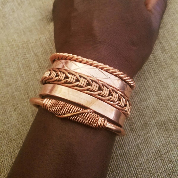 5 Copper Bangles, Adjustable One Size Fits All Bangles, Wholesale Copper Bangles, Stackable Bangles