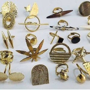 28 Brass Rings, Adjustable Brass and Bone Rings, Gifts for Women, Wholesale African Brass Rings