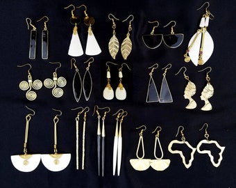 16 Earrings Bone Brass Horn, African Earrings, Brass Earring, Bone Earrings, Horn Earrings, Gift Earrings