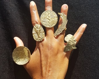 5 Egyptian Brass Rings, Adjustable Egyptian Brass Rings, Gift for Women, African Brass Rings