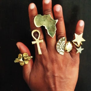 5 Adjustable Brass Rings, Wholesale brass rings, Gift for Women, African Brass Rings