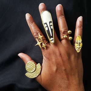 BESTSELLER: 5 Adjustable Brass Rings, Gifts for Women, African Brass Rings