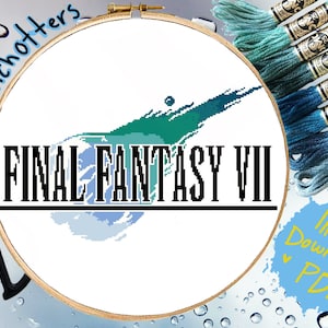 Modern Cross Stitch Pattern Fantasy Meteor Logo PDF Download Geeky Video Game Inspired Gamer Cross Stitch
