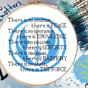 Modern Cross Stitch Pattern Space Galaxy Light Code Emblem and Text PDF Download Movie Inspired Geeky Cross Stitch