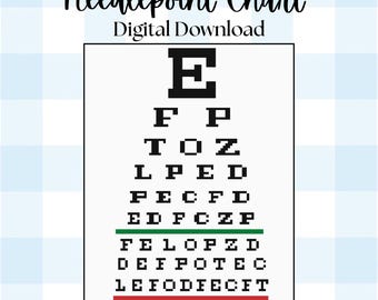 Optometry Eye Chart Needlepoint Pattern | Snellen Chart Design | 13 & 18 Mesh Digital Download