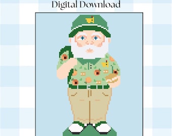 Grille de broderie numérique Masters Gnome | Motif de broderie de golf | Toile de 18 ou 13 mailles