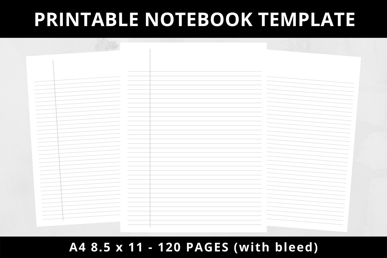 Printable Notebook Template CollegeRuled Lined Paper Bundle Etsy