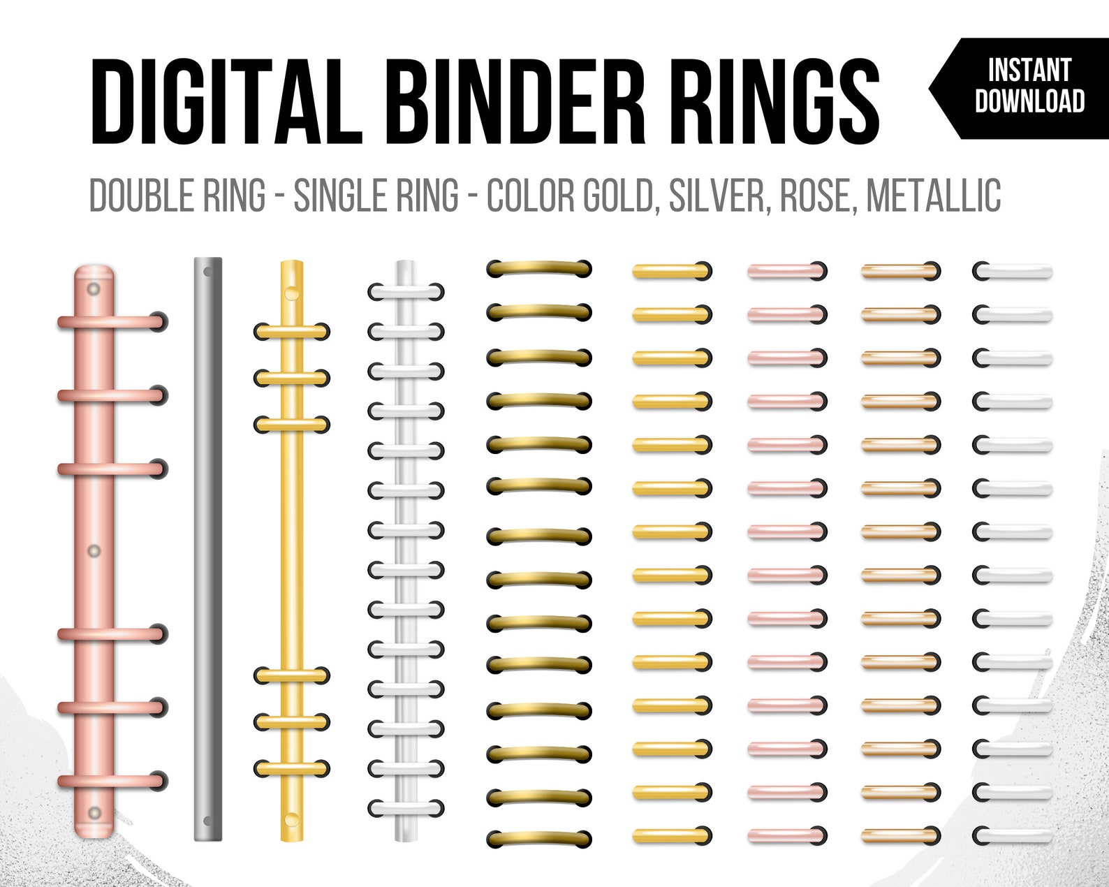 Digital Binder Rings Realistic Digital Planner Metallic Rings Etsy