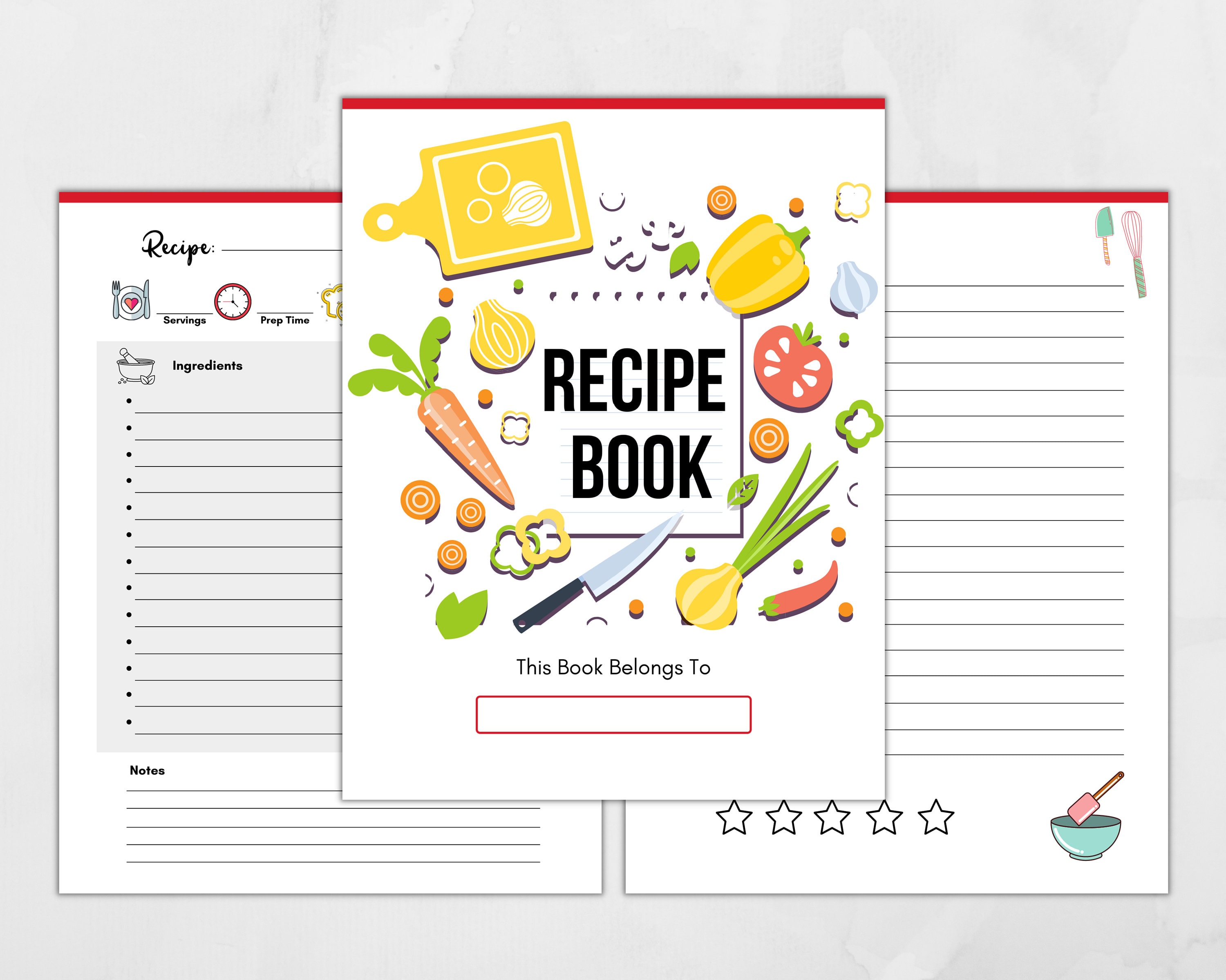 Blank Recipe Book Printable Template Blank Pages Sheet Etsy