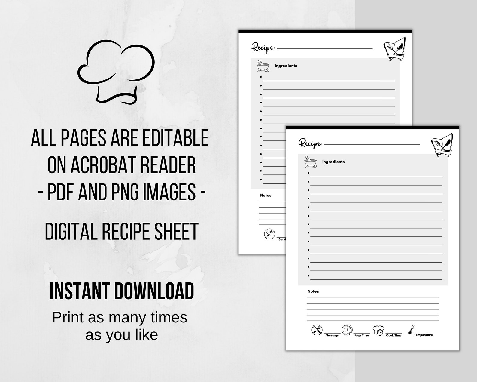 recipe-book-template-printable-blank-recipe-book-recipe-book-etsy