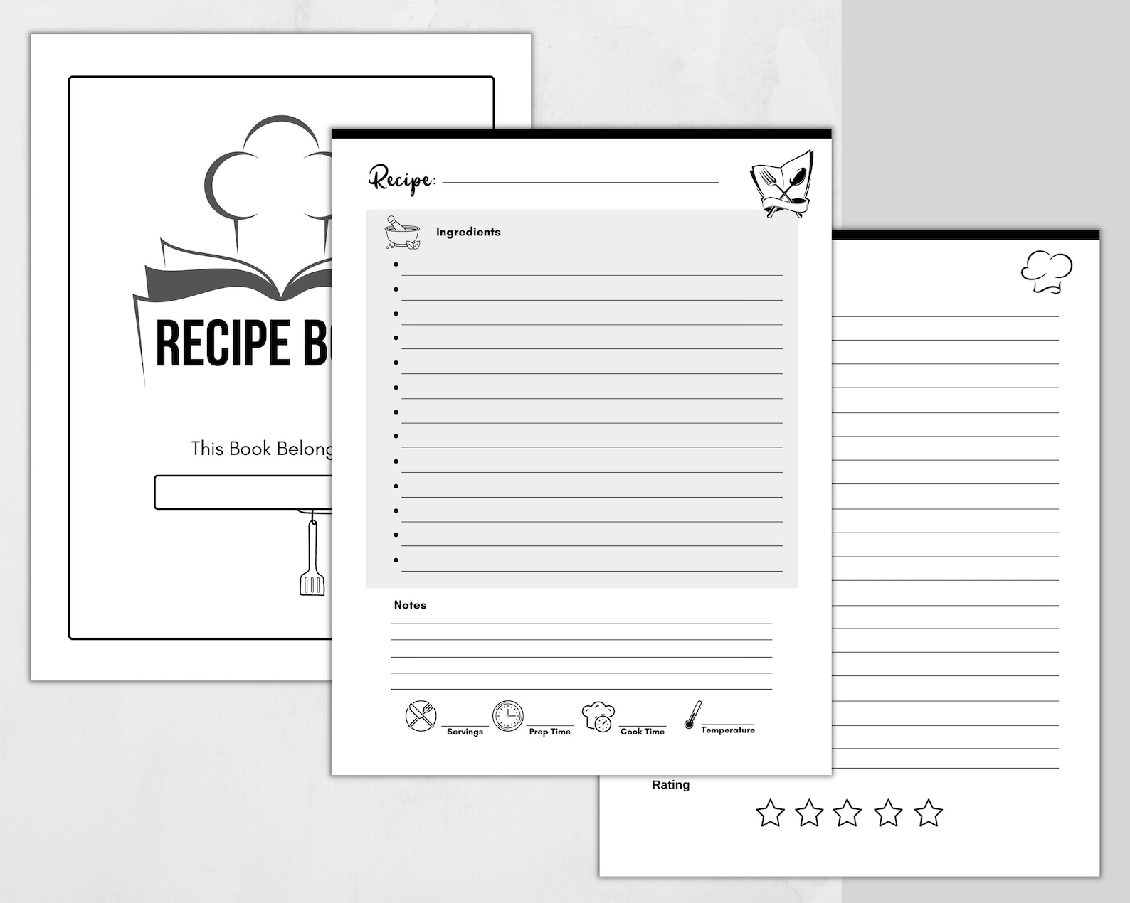 Recipe Book Template Printable Blank Recipe Book Recipe Book Etsy