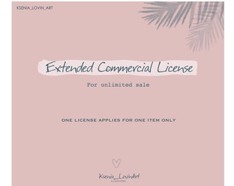 Extended Commercial License for 1 product Digital Illustration Unlimited Commercial License One Item