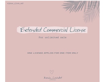 Extended Commercial License for 1 product Digital Illustration Unlimited Commercial License One Item