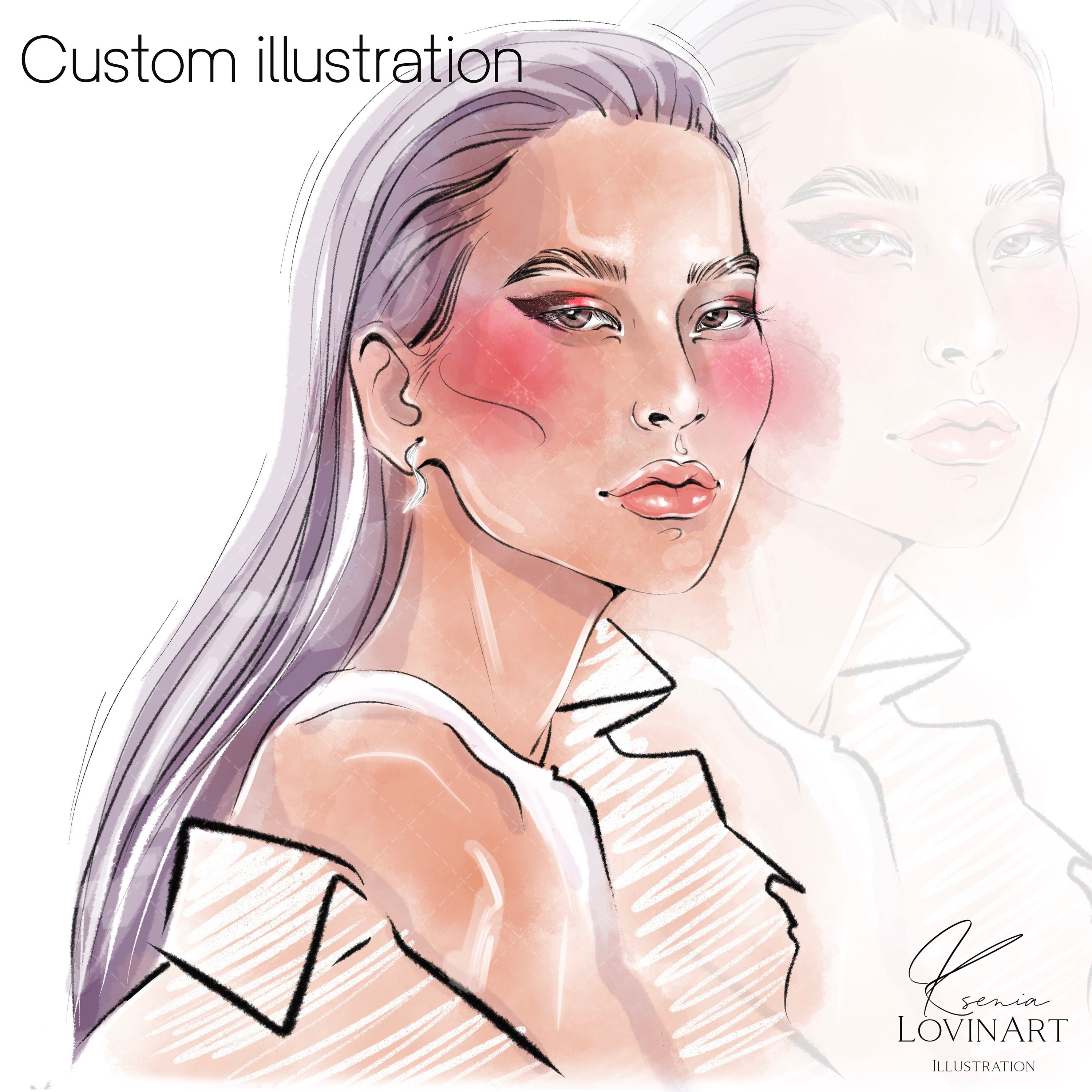 Custom Order Fashion Illustration, Customised Fashion Sketch, Custom