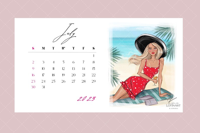 Fashion Printable Calendar 2023 Fashion Girl Calendar - Etsy