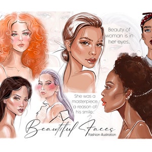 Fashion girl Clipart, make up clipart, Digital download, Black woman portrait png, Hairstyle clipart, Fashion illustration, Sublimation girl