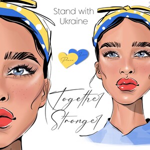 Ukrainian girl clip art, Ukraine flag png, Digital download, Instant download, Blue and yellow, I Stand with Ukraine, Ukrainian seller shop