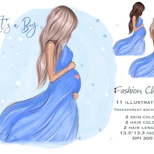 Clipart Its a Boy, Clipart ciążowy, Clipart przyszłej mamy, Clipart matki, Clipart do pokoju dziecięcego, Kobieta w ciąży, Czarna dziewczyna, Baby Shower, Noworodek