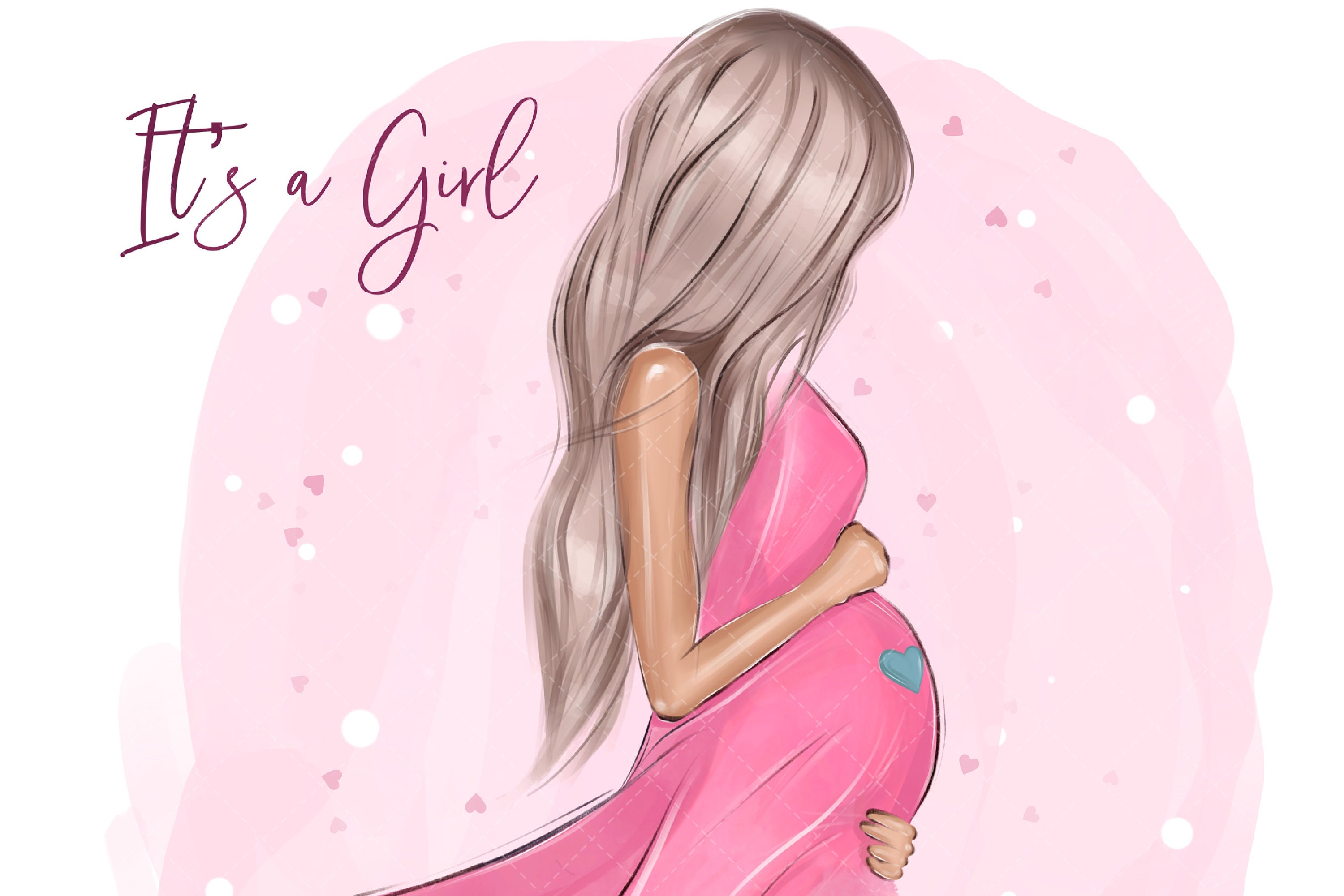 Its a Girl Clipart, Pregnancy Clipart, Mom to Be Clipart, Mother ...