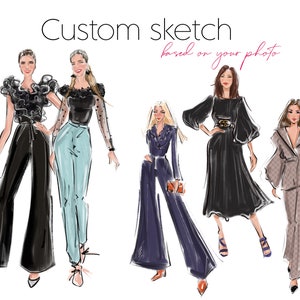 Custom Fashion Sketch, Customised Fashion Illustration, Lifestyle Digital Sketch, Personalised illustration from Your Photo