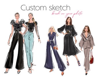 Custom Fashion Sketch, Customised Fashion Illustration, Lifestyle Digital Sketch, Personalised illustration from Your Photo