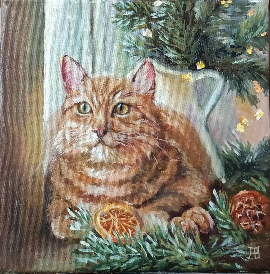 Cat Oil Painting on Canvas Etsy