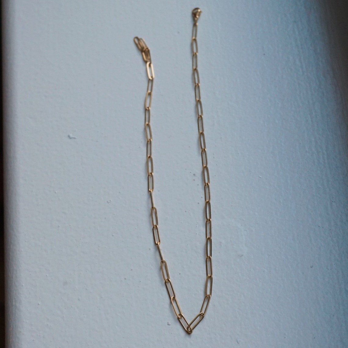18K Gold Plated Paperclip Necklace Elongated Paper Clip Link Etsy