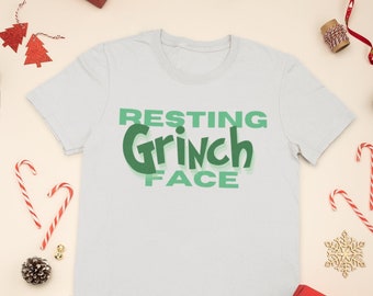 On Repeat Tees || Resting Grinch Face, Funny Christmas Holiday Unisex Tee Shirt , Resting Bitch Face, Xmas Gift