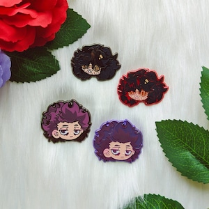 Sleepy teacher and student chibi head pins