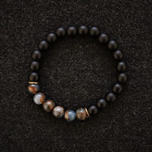 Matte Black Onyx with Quartz Bracelet, Balance Bracelet, Mens Bracelet, Stretch Bracelet, Gemstone Bracelet, Healing Bracelet,Men gifts