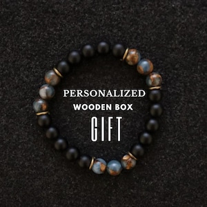 Matte Black Onyx with Quartz Bracelet, Balance Bracelet, Mens Bracelet, Stretch Bracelet, Gemstone Bracelet, Healing Bracelet,Men gifts