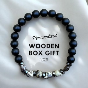 Matte Black Onyx, Agate with Hematite Bracelet,Balance Bracelet,Mens Bracelet,Stretch Bracelet,Gemstone Bracelet,Healing Bracelet,Men gifts