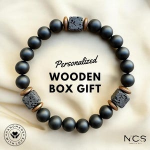 Matte Black Onyx and  Cube Lava Bracelet,Balance Bracelet,Mens Bracelet,Stretch Bracelet,Gemstone Bracelet,Healing Bracelet,Men gifts