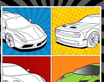 Sports Car Coloring Book - Etsy