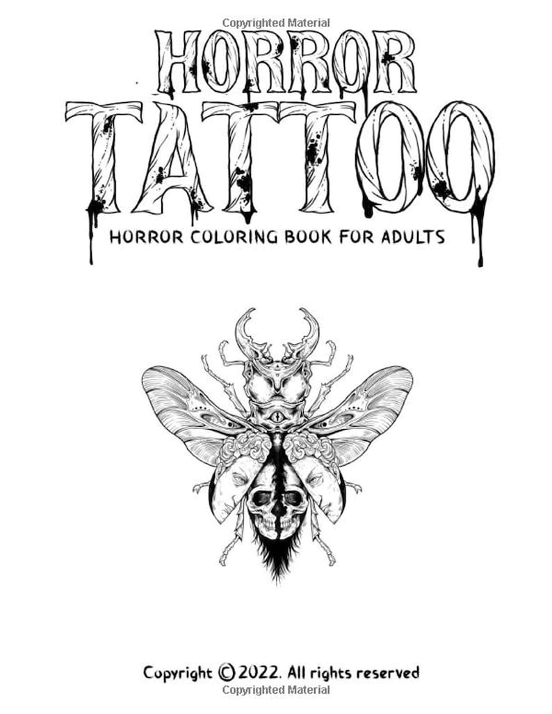 Horror Tattoo Coloring Book for Adults Scary Illustrations of - Etsy