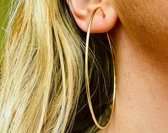 Extra Large 14K Gold Filled 65mm  Hoop Earrings, Thin 65mm Hoop Earrings