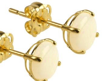 Pendientes de oro de 9 quilates con ópalo, piedra natal de octubre