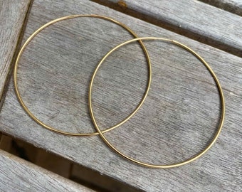 Extra Large 14K Gold Filled Hoop Earrings: Thin 65mm Hoops