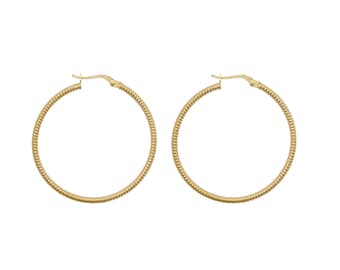 Pendientes de aro acanalados de 36 mm en oro de 9 quilates, regalos para ella