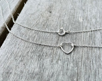 Solid Silver Belly Chain with Open Heart, Gifts for Her