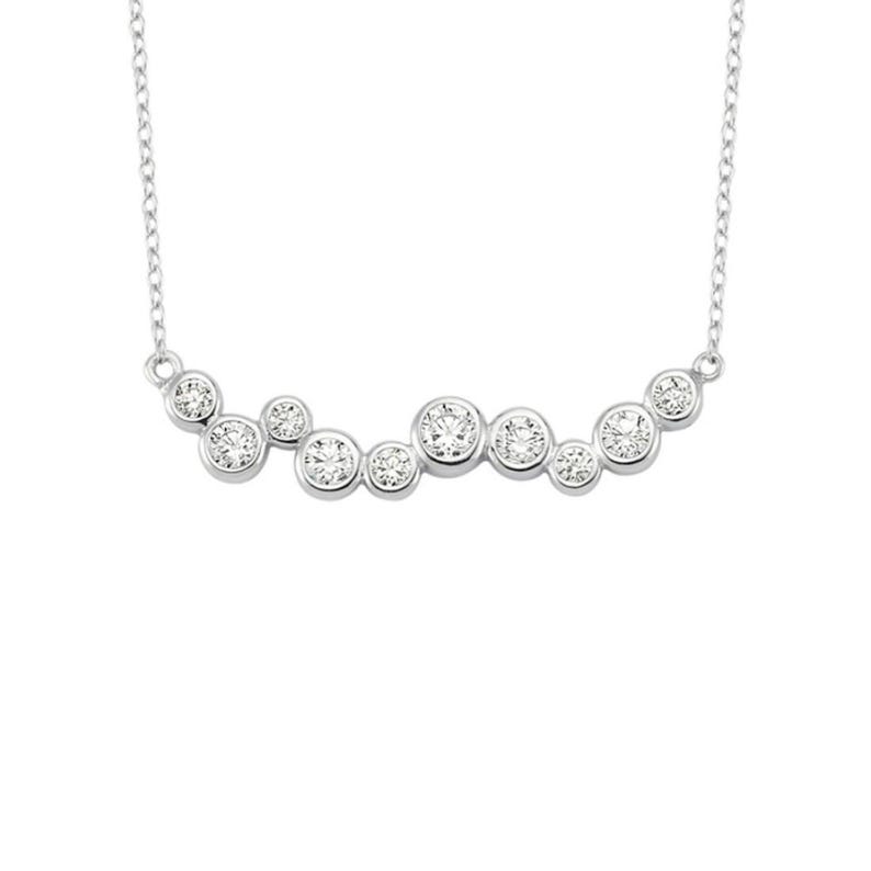 Silver CZ Peeble Bar Necklace, Gifts for Her Etsy