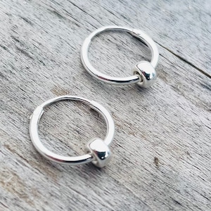 Sterling Silber Creolen mit Rondelle - 12 mm