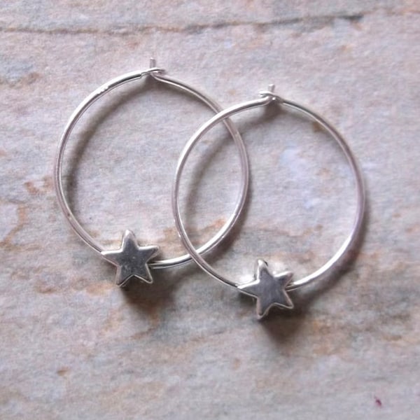 Sterling Silber Stern Creolen: Boho Himmlischen Schmuck
