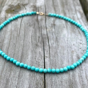 9ct Gold Turquoise Beaded Bracelet: Genuine Gemstone, December Birthstone