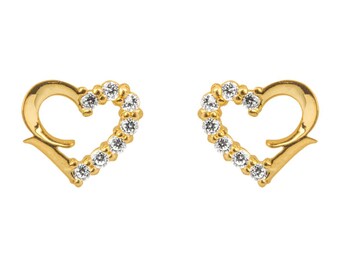 thumbnail image 2 of 9ct Gold Plain Heart Stud Earrings - UK Made - Solid 9K Yellow Gold (5mm X 4.5mm) 2 of 5