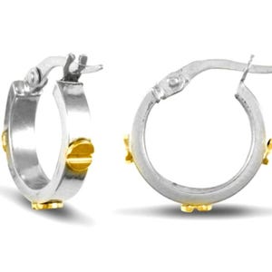 9ct White Gold Hoop Earrings, Mixed Metal Hoop Earrings, 9ct Yellow Gold & 9ct White Gold