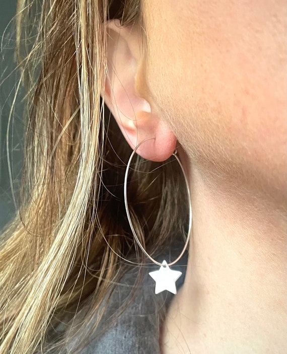 The Love Silver Collection Sterling Silver Moon & Star Huggie Hoop Earrings  | very.co.uk