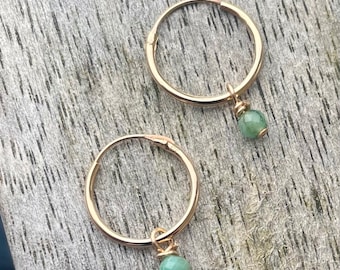 Smaragd 14K Gold Füllen Creolen: Mai Birthstone Schmuck