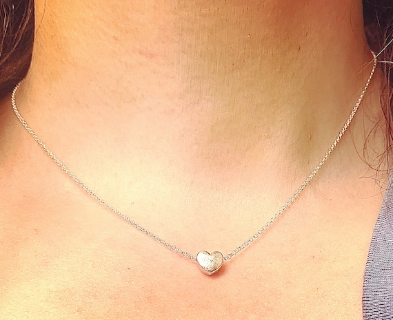 Silver Heart Necklace Sterling Silver Floating Heart Pendant