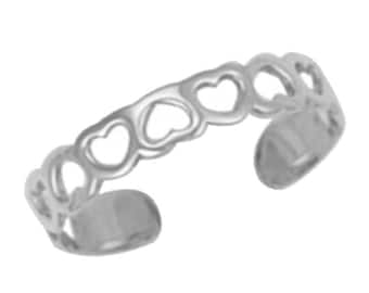 Anello per alluce in oro bianco 9 carati: design a cuore regolabile